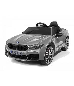 COCHE NIÑOS BMW M5, 12V, asiento cuero, RUEDAS goma, GRIS PINTADO, MANDO RC AC-SX2118SILVER